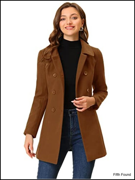 Jackets & Blazers - Peter Pan Collar Double Breasted Winter Trench Pea Coat, Women's Windproof Wool